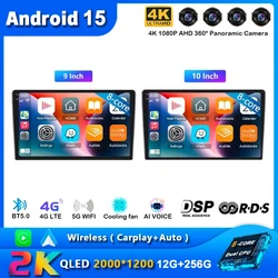 9/10'' 2 Din Android 15 auto Car Radio Multimedia Video Universal Stereo Carplay gps For Volkswagen Nissan Hyundai Kia toyota