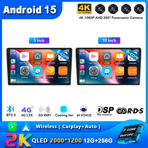 9/10 ''2 Din Android 15 Auto Radio de coche vídeo Multimedia estéreo Universal Carplay gps para Volkswagen Nissan Hyundai Kia toyota