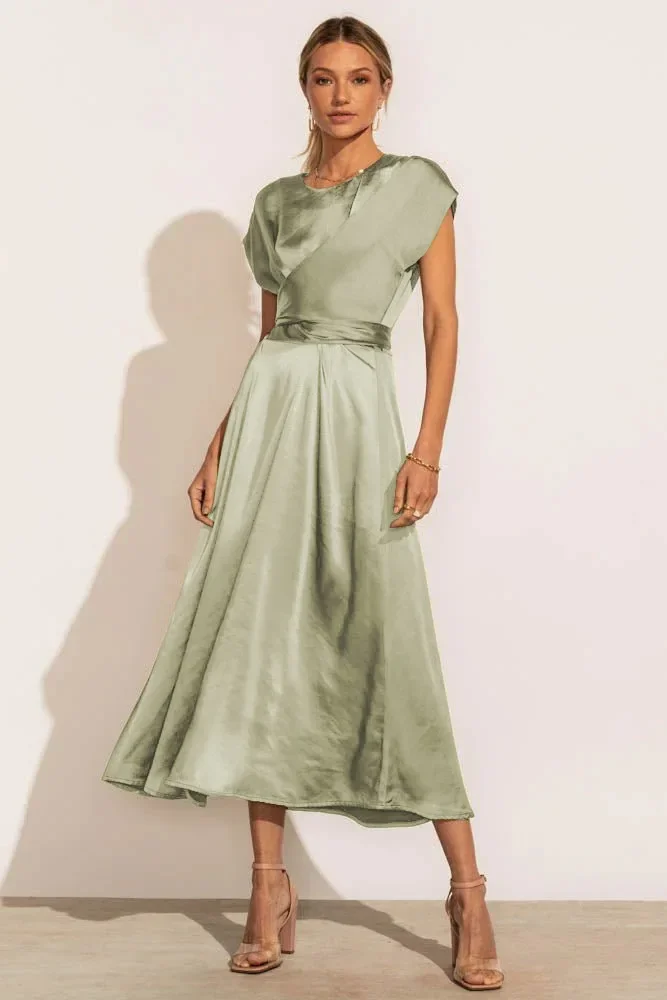 

Summer Hot Selling Women's Lace High-grade Satin Sleeveless Dress Temperament Elegant Light Evening Dress