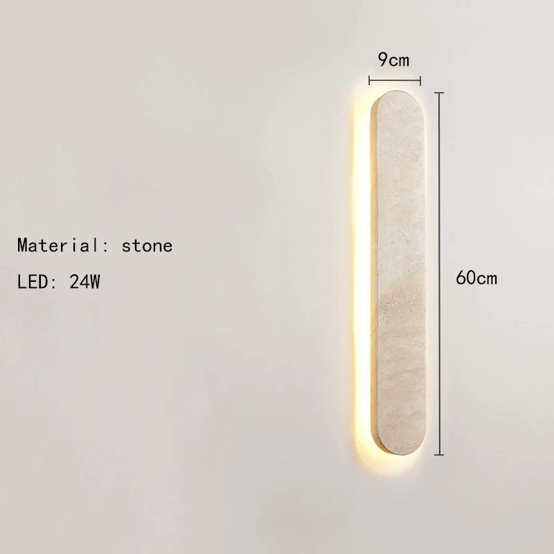 Natuurlijke marmeren wandlamp, rechthoekige stenen wandlamp, woonkamer, slaapkamer, eetkamer, badkamer, gele travertijn stenen wandlampen