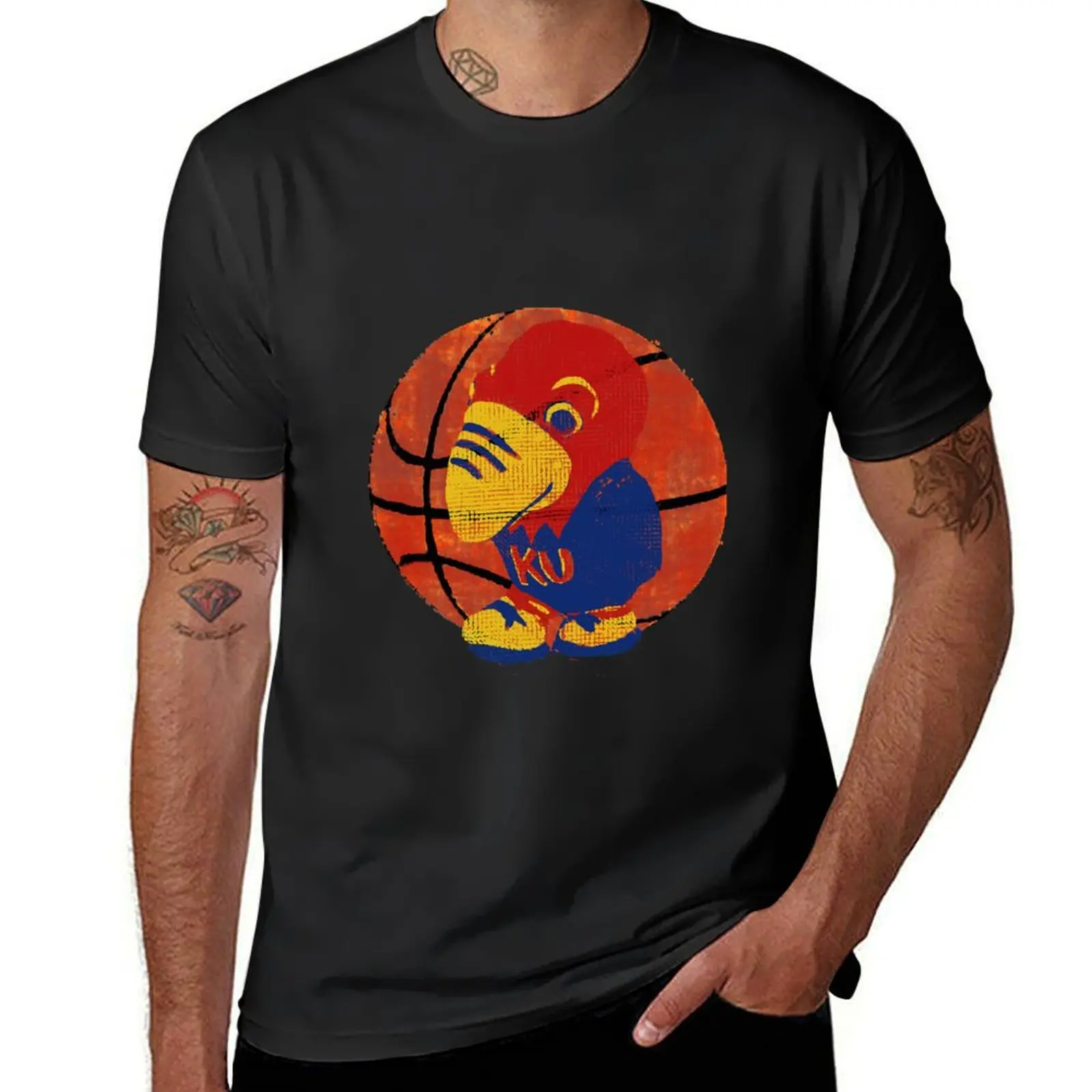 

Old Time KU Jayhawk Basketballs T-Shirt quick-drying plus size tops workout shirts for men
