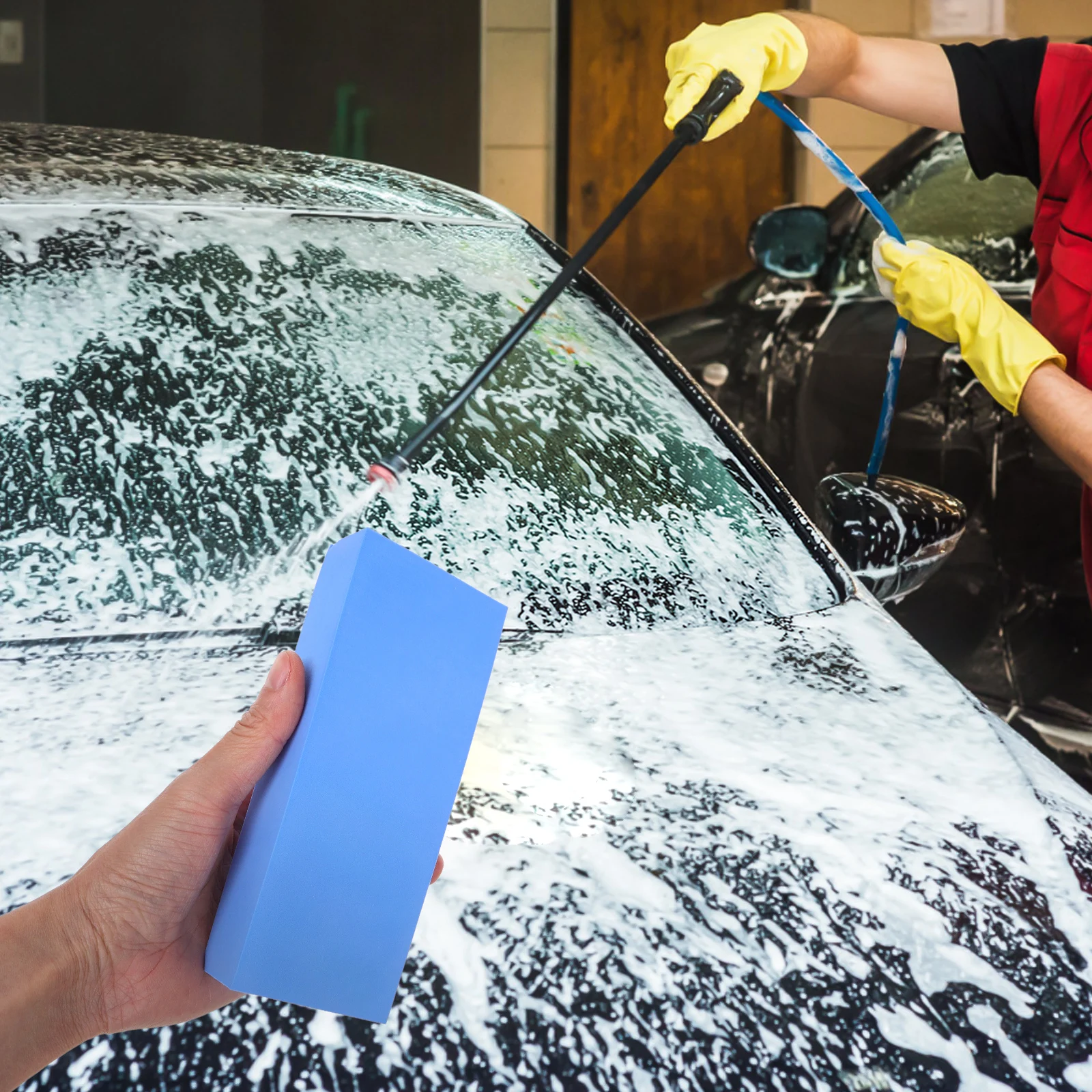 

5pcs Wash Sponge Block Super Absorbent Non-Scratch High Density Cleaning Sponges Reusable Car Washing Equipment For Glass Window