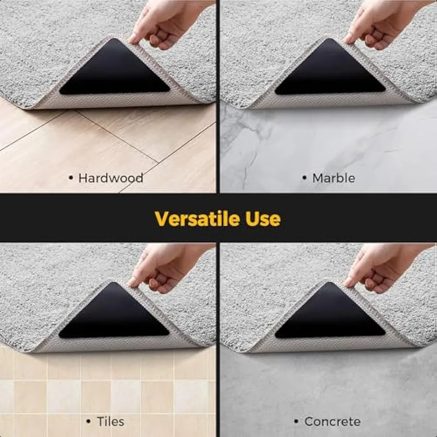 12 Pcs Rug Tape Non Slip Rug Pads Grippers for Hardwood Floors and Tiles Double Sided Adhesive Carpet Tape Reusable and Washabl