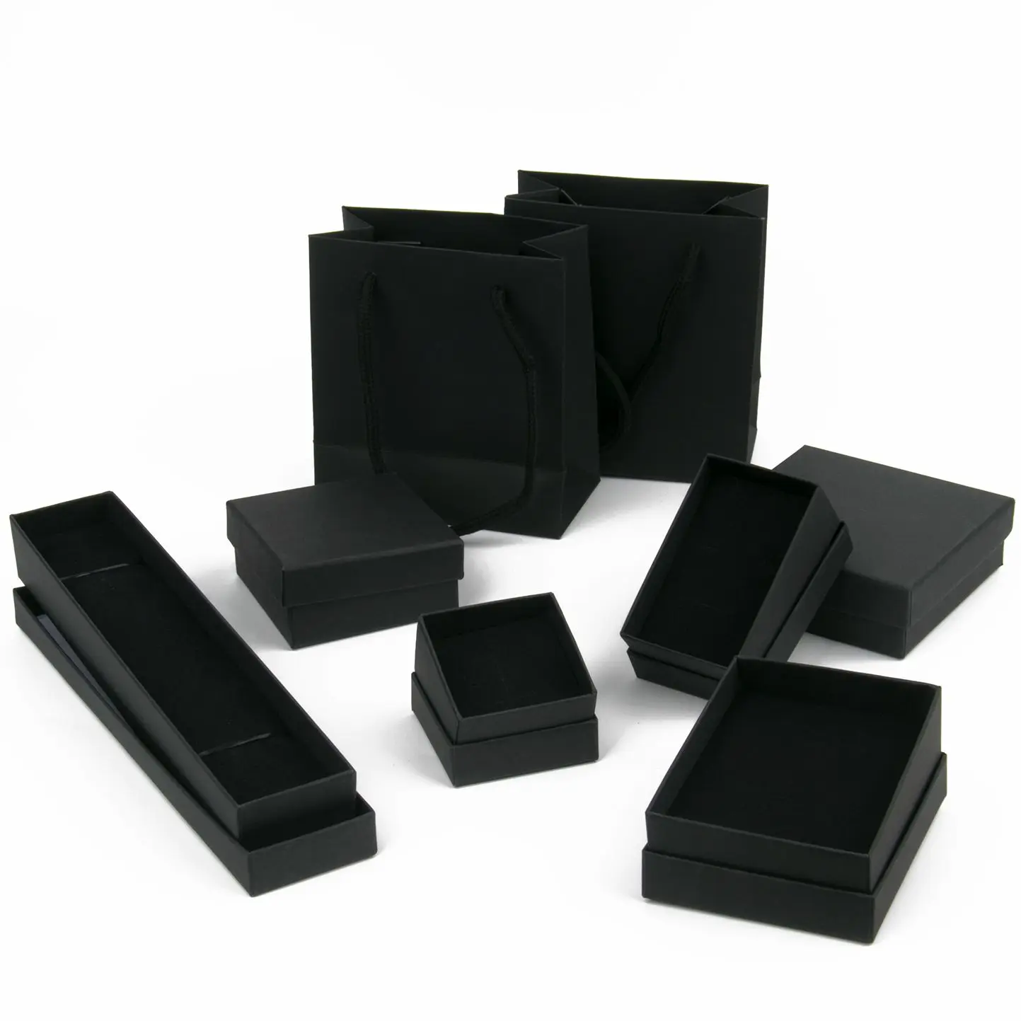 

1PC Square Rectangle Black Paper Jewelry Box Bracelet Necklace Ring Earring Box Handmde Kraft Wedding Gift Packaging Box Jewelry