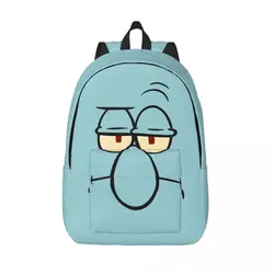 Rucksack Squarepants Squidward Big Face Portrait Zipper Closure SpongeBob For Boy Girl Gift Portable Storage Bag Campus