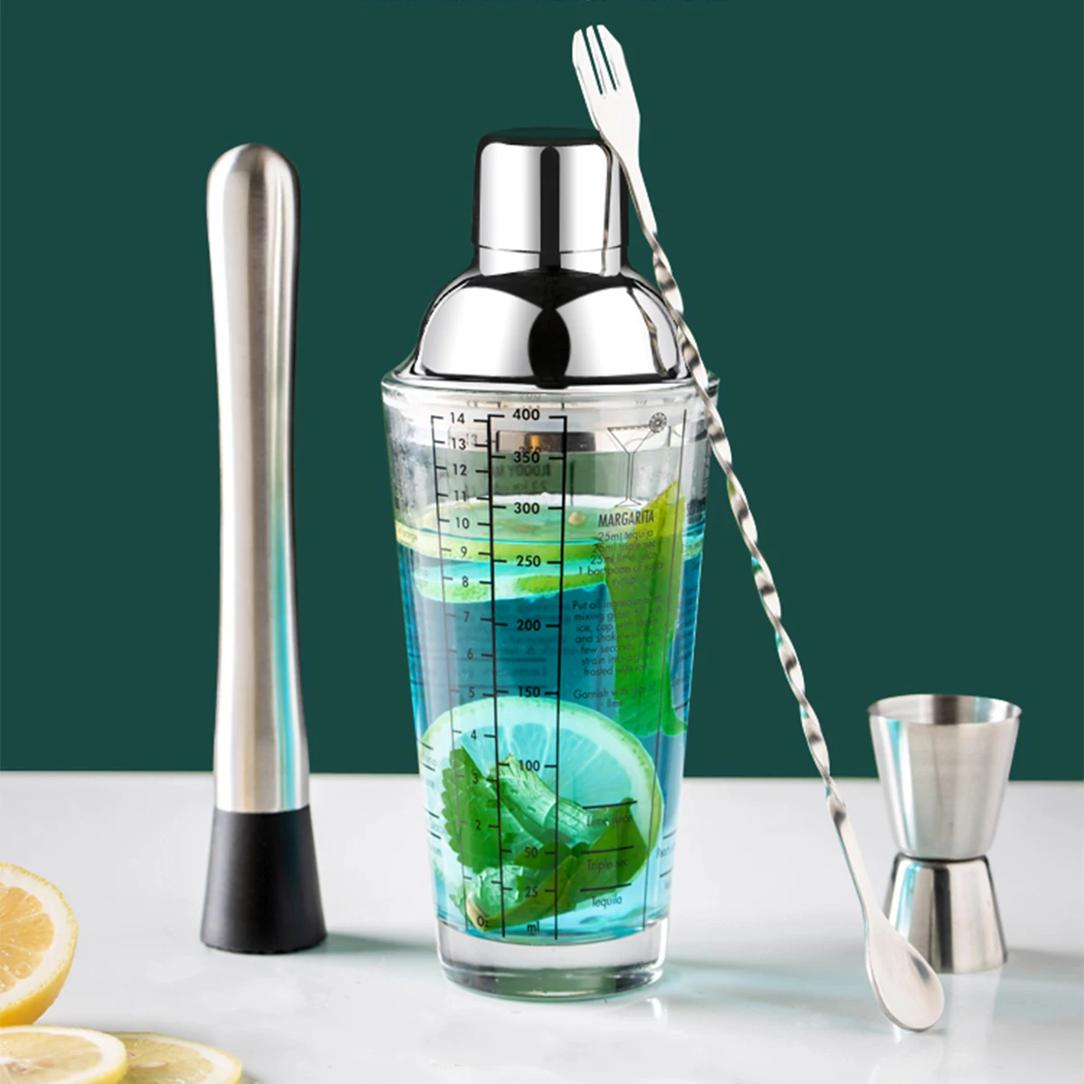 Bar Set Stainless Steel Shaker Glass With Graduated Hand Shaker Shaker Cup Set Hand Beating Lemon Tea Tool