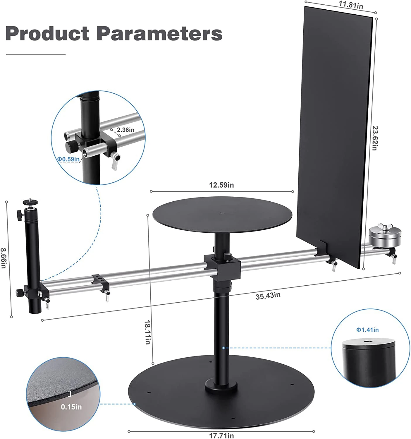 Photography Turntable Spin Table Platform 360 Degree Spinner Rotating Camera Slider for Product Shooting Photography Video