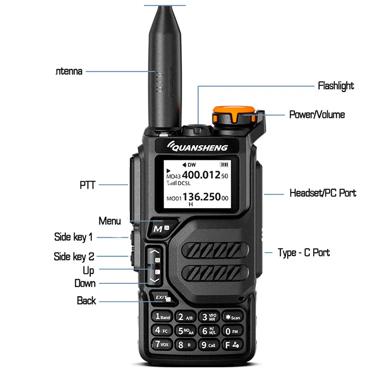 Quansheng-walkie-talkie portátil UV K5, Radio Am Fm bidireccional, estación de conmutación Amateur, conjunto inalámbrico, receptor de largo alcance