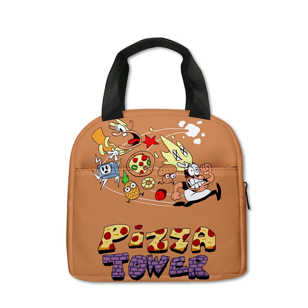 Pizza Tower Printed Pepperman Large-capacity Zipper Lunch Bag Elementary School Students Portable Ice Bag Children's Picnic