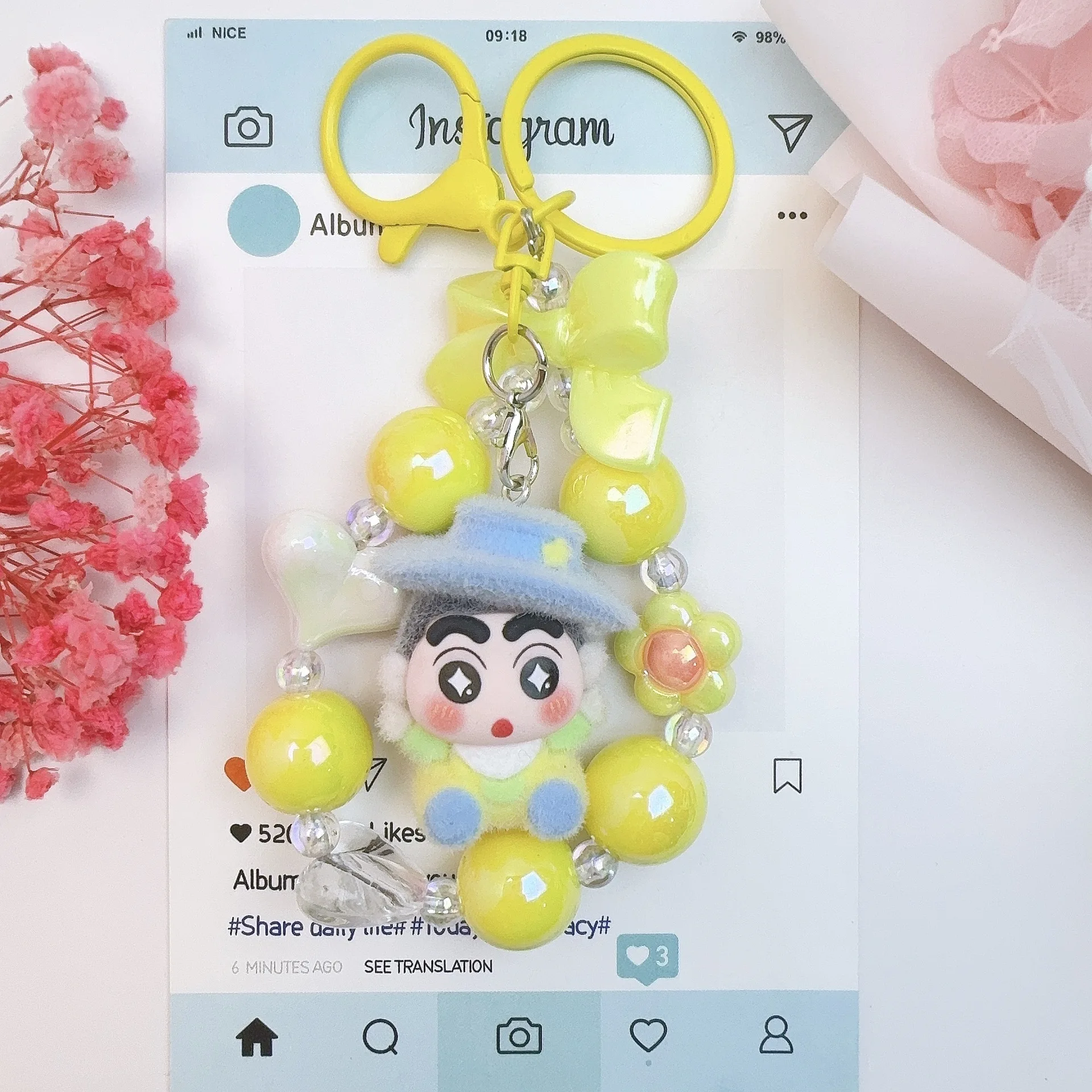 

New Crayon Shin-chan Keychain Cute Cartoon Creativity Schoolbag Pendant New Fashion Exquisite Flocking Toy Pendant Gift