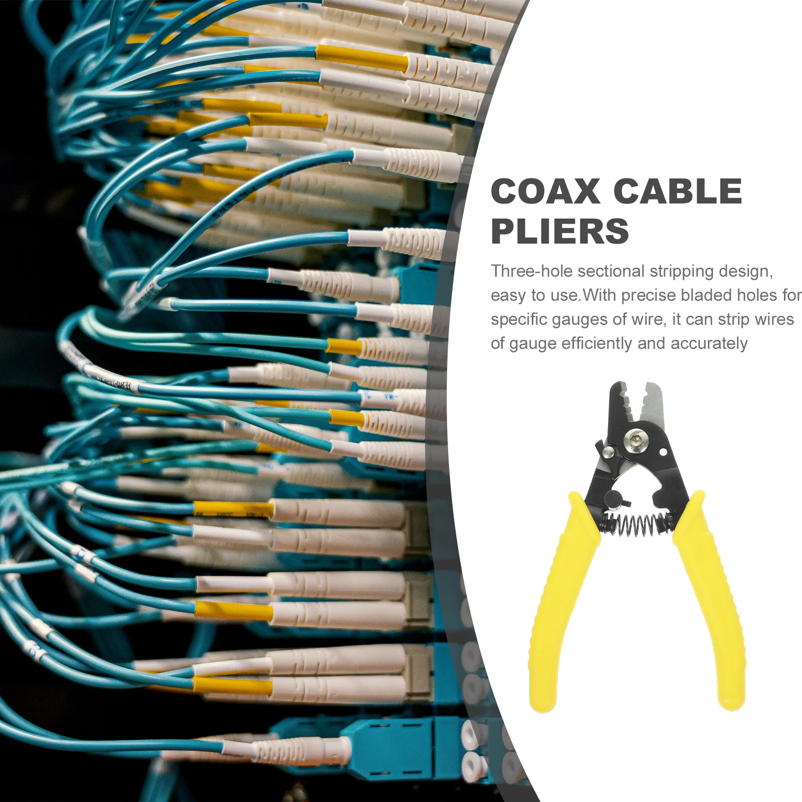 -336 كماشة قطع الأسلاك متجرد الكابلات 3 فتحات أداة تجريد الألياف البصرية مقبض مريح أصفر قفل أمان مضاد للانزلاق #1
