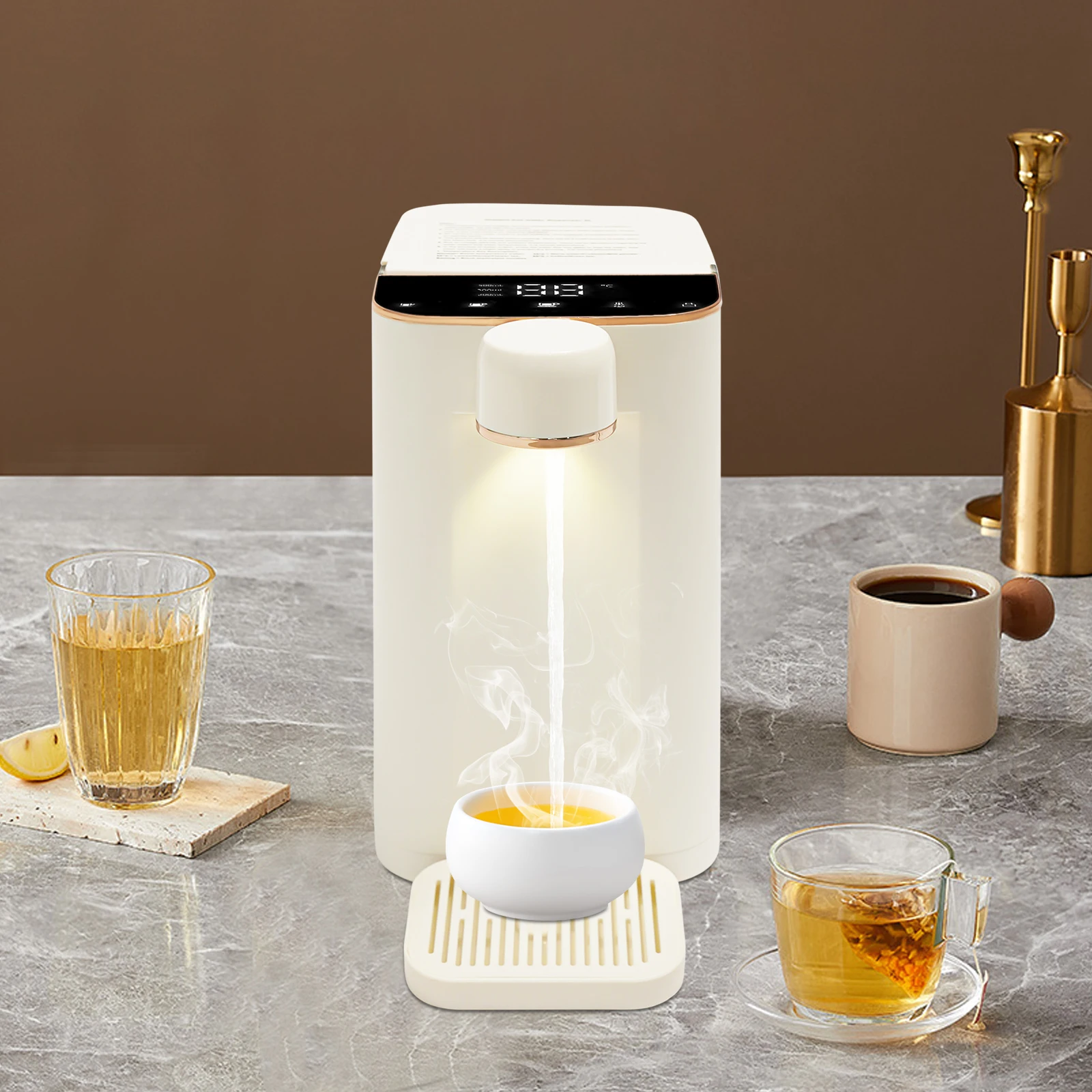 

Электрический диспенсер для воды из полипропилена, 110 В, молочно-белый настольный диспенсер для мгновенной горячей воды, светодиодный дисплей 27*19*26 см для гостиных, школы