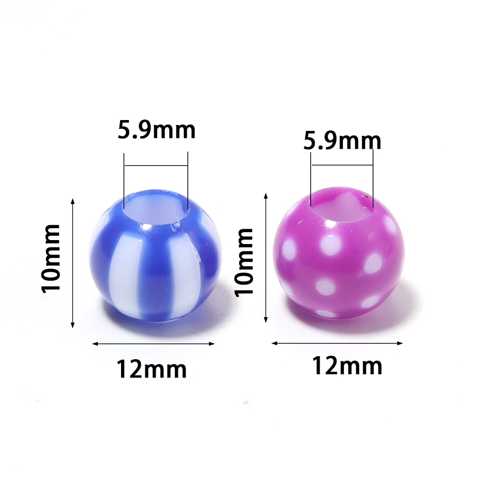 100Pcs/Lot 10x12mm Round Polka Dot Pumpkin Beads Striped Loose Beads Diy Handmade Bracelet Necklace Jewelry Making Accessories