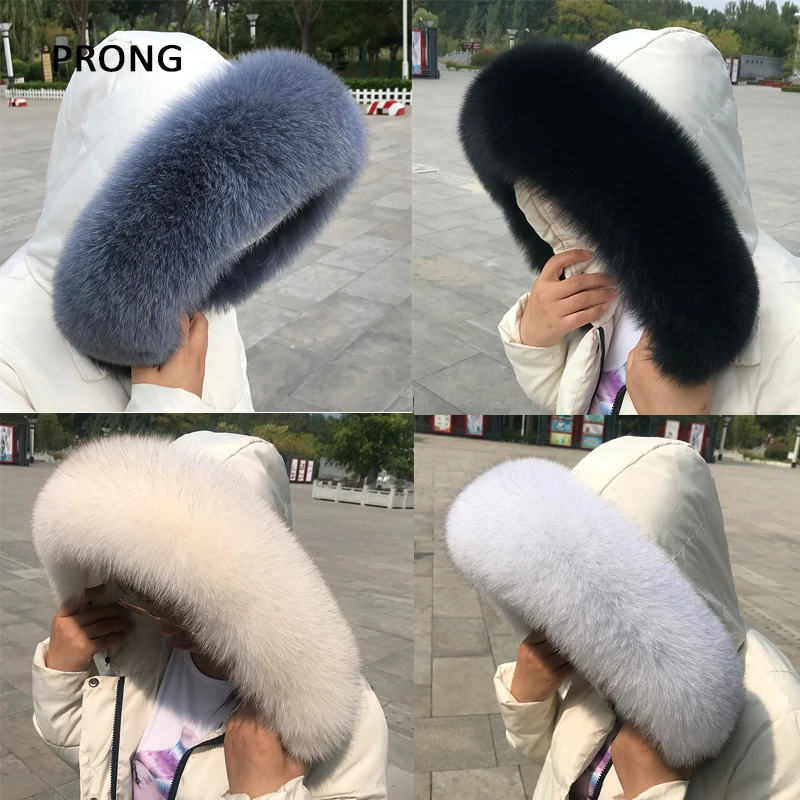 100% Real Fur Collar For Women Coat Hood Trim Fur Collar Luxury Fox Fur Scarves Ladies Warm Neck Scarf Fur Shawls