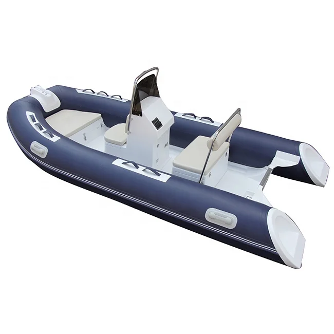 

RIB390 Fiberglass Hull Inflatable Tender 13ft Rowing Rigid PVC/Orca/Hypalon With 5 Capacity