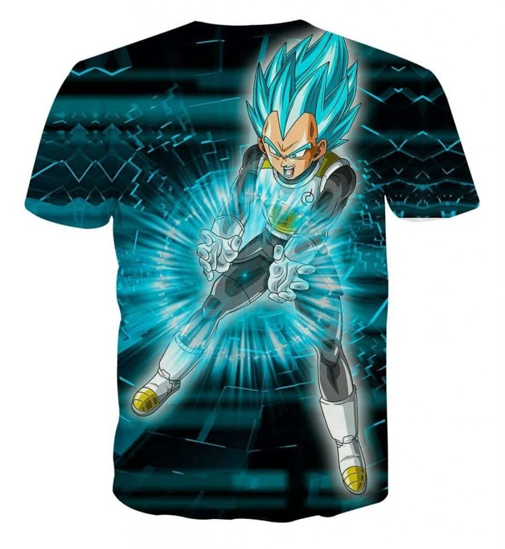 

Японская аниме-футболка Dragon Ball Z с 3D-принтом Super Vegeta Blue Double Galick Gun, эпическая футболка для детей и взрослых, одежда для косплея