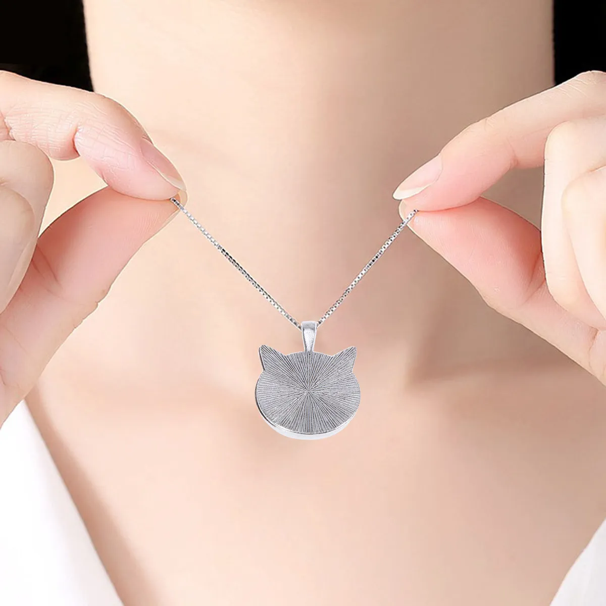 10Pcs Cat Ear Bezel Pendant Tray Round 25Mm Copper Plated Jewelry Making Kits Photo Resin Crafts DIY Accessories