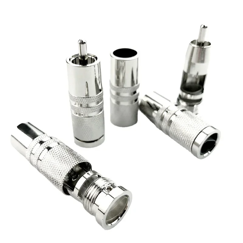 4 Buah Konektor Adaptor Audio HiFi Colokan Solder RCA Tembaga Berlapis Perak 11Mm