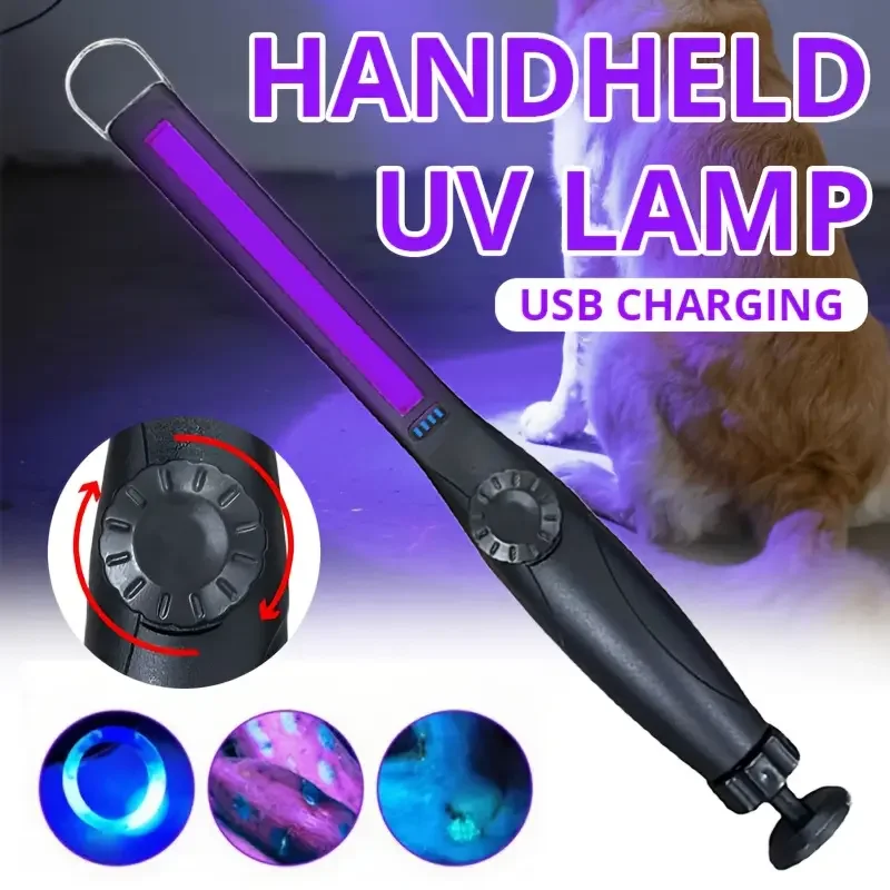 D2 مصباح يدوي LED بالأشعة فوق البنفسجية قابل لإعادة الشحن مع مؤشر طاقة مغناطيسي لعلاج الراتنج كشف شعر الحيوانات الأليفة العقرب للاستخدام المنزلي في الهواء الطلق #1