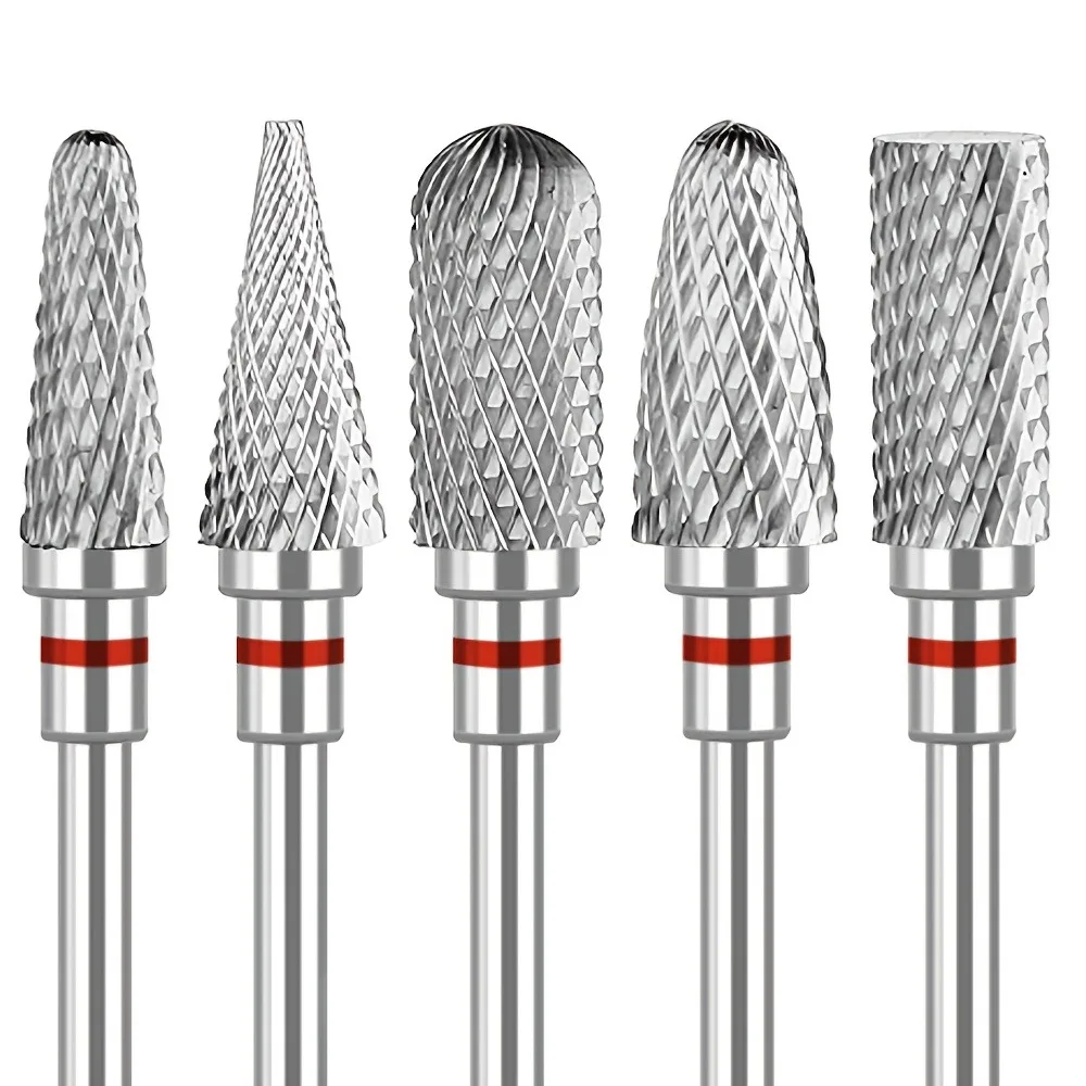 

5 pcs Tungsten Carbide Nail Art Drill Bits for Removing Acrylic and Gel, 3/32 Inch Nail Art Tools for Nail Salon and Home Use