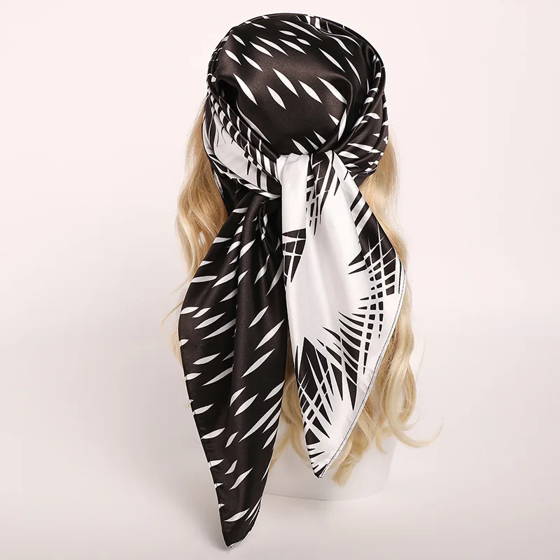 

Роскошный полосатый шелковый шарф, женские модные шарфы для волос, летний платок Femme, атласная шаль, шейный платок, квадратный платок для девочек, бандана