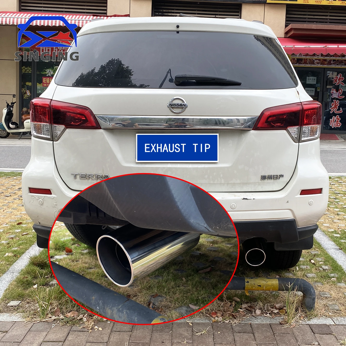 

Outlet114mm Exhaust Tip Cover protector tail pipes Stainless Steel Chrome Muffler Car Accessories Decoration FOR NISSAN TERRA