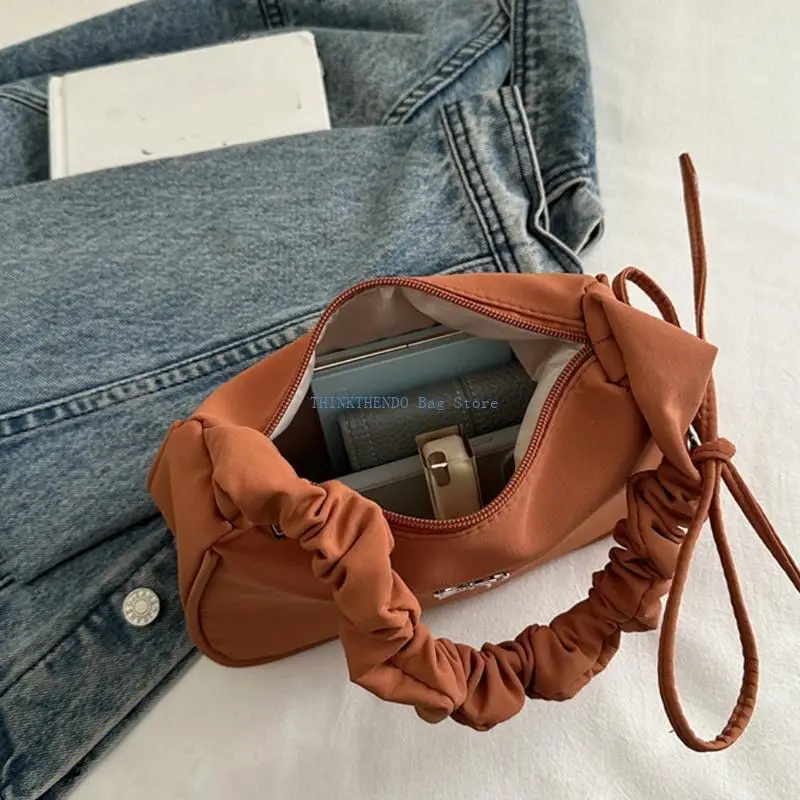 340D Pleated Shoulder Bag Wrinkled Surfaces Casual Accessory Fashion Underarm Bags
