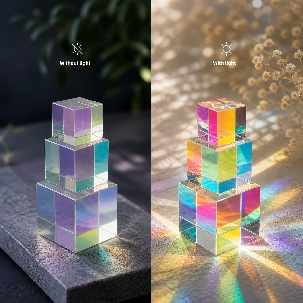Optical Color Prism Light Cube Rainbow Glass Prism Cube for Children Science Physics Educational Experiment Learning Optical
