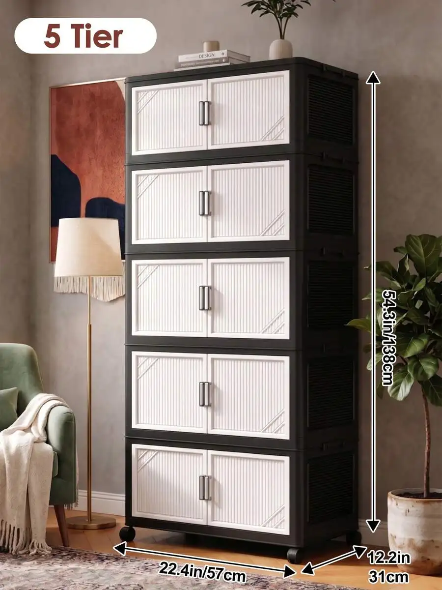 Folding Storage Bins With Drawers, Plastic Stackable Storage Bins With Lids, Closet Organizers And Storage, Collapsible Storage