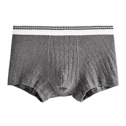 1pc Männer Sexy Baumwolle Mischung Boxer Shorts Mittleren Taille Unterwäsche Dessous Gestreiften Männlichen U-konvexen Beutel Höschen