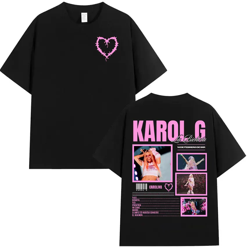 Singer KAROL G Tour 2025 Graphic T Shirt Men Women Retro Aesthetic Fashion T-shirts Harajuku Oversized Cotton T-shirt Streetwear