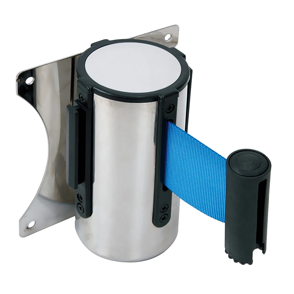 2026-Stanchion Queue Barrier Post Wall Mount Retractable Ribbon 2m/3m/5m Belt