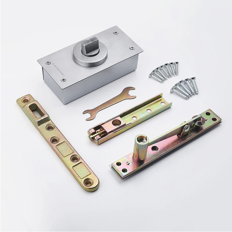 1Set Heavy Duty Door Pivot Hinge 360° Rotary 90°/180° Positioning Invisible Hidden Door Hinges Install Up and Down Loading 120KG