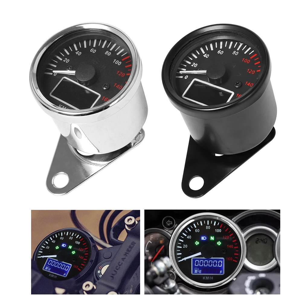 For Honda for Yamaha Motorcycle Retro LCD Speedometer Odometer Multifunction Fuel Gauge Assembly