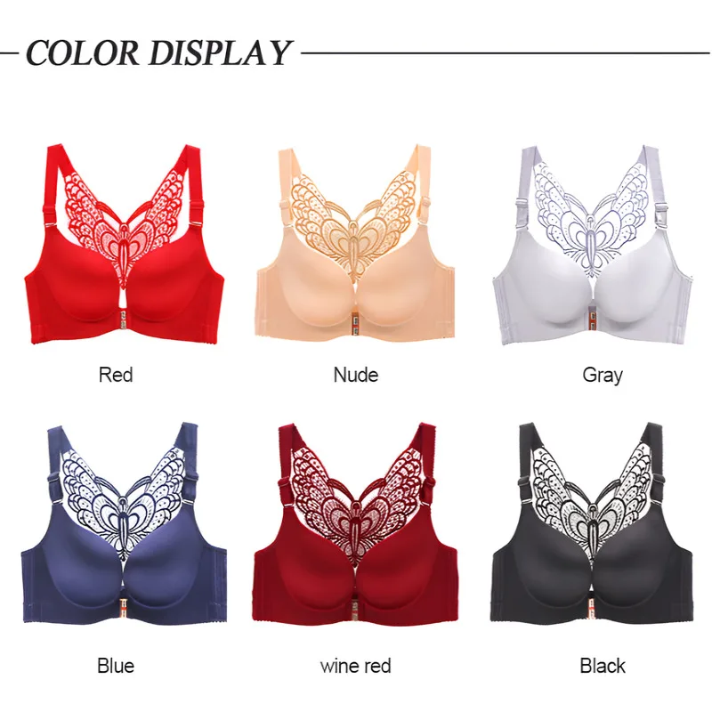 Large size ABCDE cup smooth bra 💓Front buckle beautiful back 💓Concentrated bust sexy no steel ring 💓Beautiful back fat