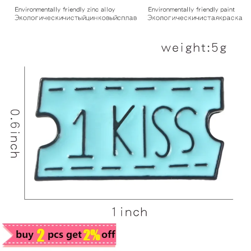 Tickets Enamel Pin 1 KISS 1 HUG 1 SMILE Coupon Brooches Denim Shirt Collar Romantic Love Badge Bag Lapel Jewelry Gift for Lover - Image 2