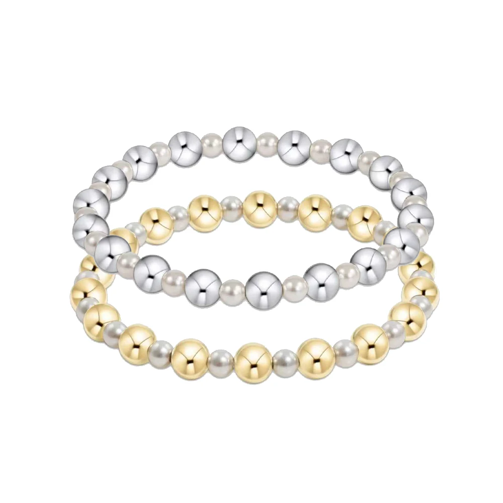 Vlen فضي اللون مطلي بالذهب الكرة مطرز سوار شل اللؤلؤ حبة المجوهرات العصرية تكويم مطاطا أساور أنيقة هدية