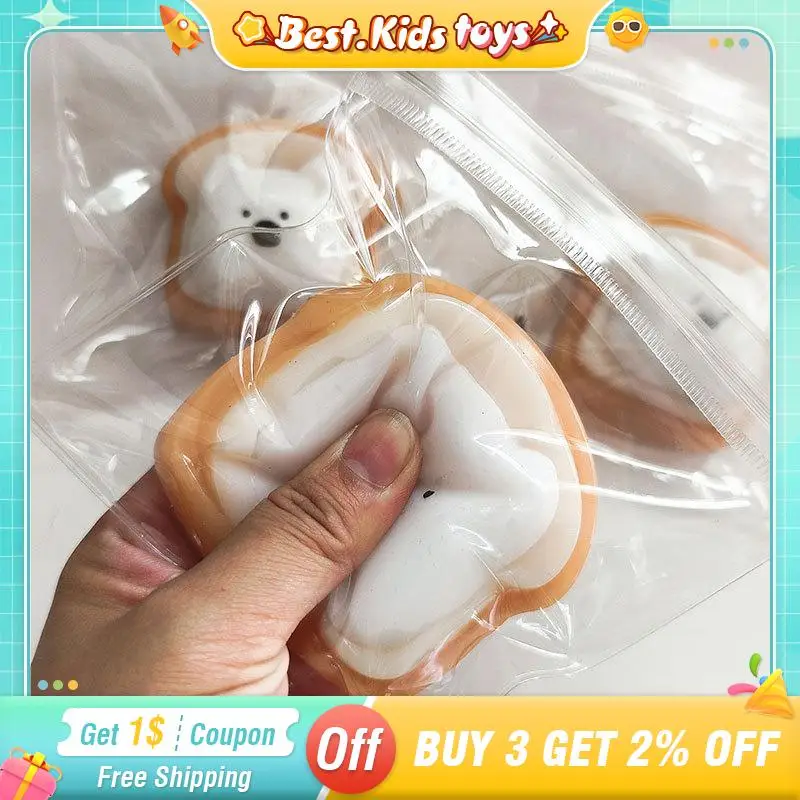 

Cute Puppy Bread Slice Toast Kawaii Soft Squeeze Toys Decompression Stress Relieving Mochi Fidget Toys For Children Adult Gift