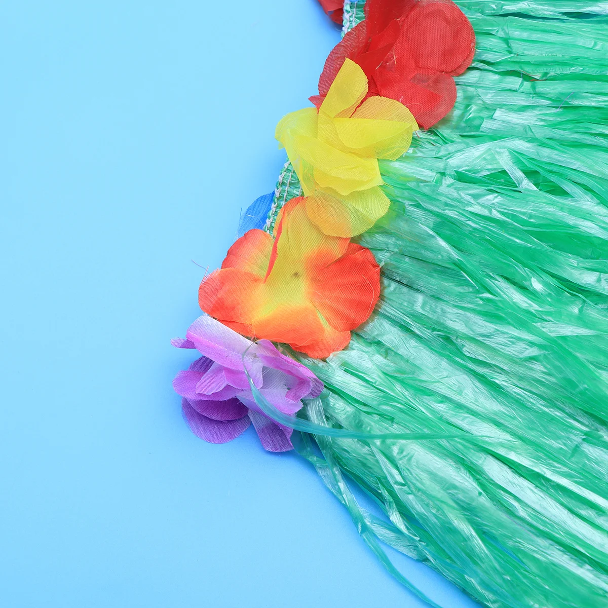 

5-in-1 Hawaii Tropical Grass Skirt Set 60cm Green Adjustable Waistband Hula Dance Bra Flower Accessories Hawaii Grass Skirt