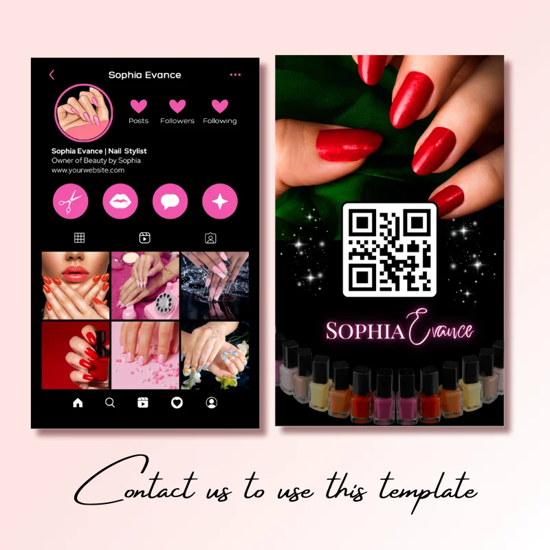 DsgnTouch Glossy Business Card Template Design for Instagram hair and nail salon loyalty card for Beauty Artist Canva Templates