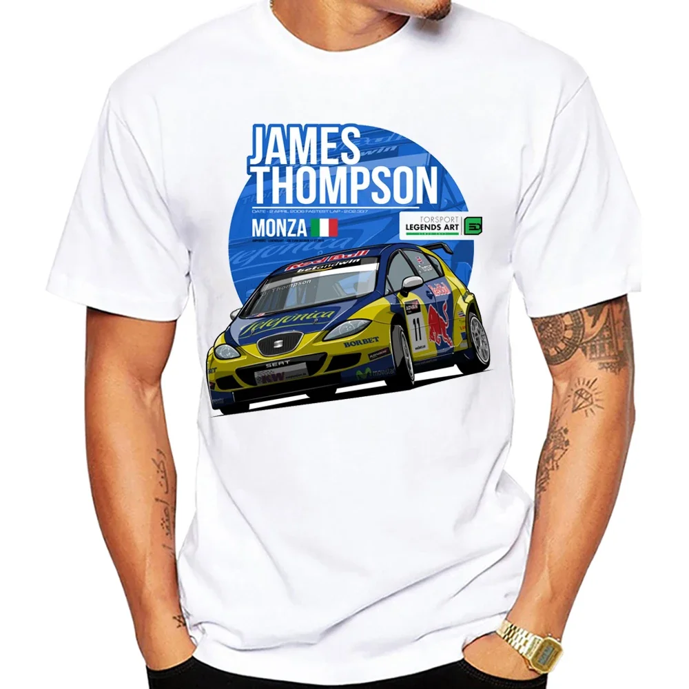 

James Thompson - 2006 Monza GP Racing T-Shirt New Summer Men Short Sleeve Hip Hop Boy Casual White Tops Car Race Sport Tees