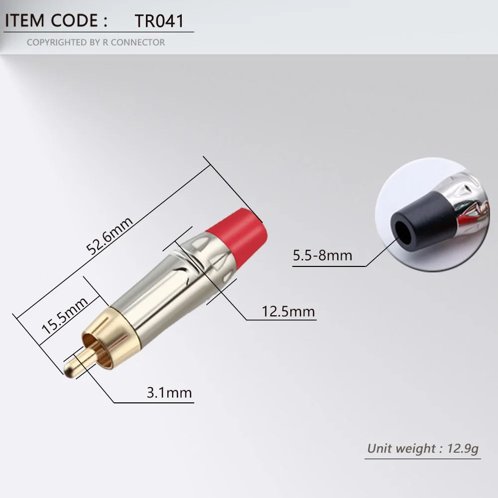 10pcs/5Pairs RCA Male Plug Gold+Nickel Plated RCA Connector Audio Cable Adapter RCA Wire Converters Red/Black