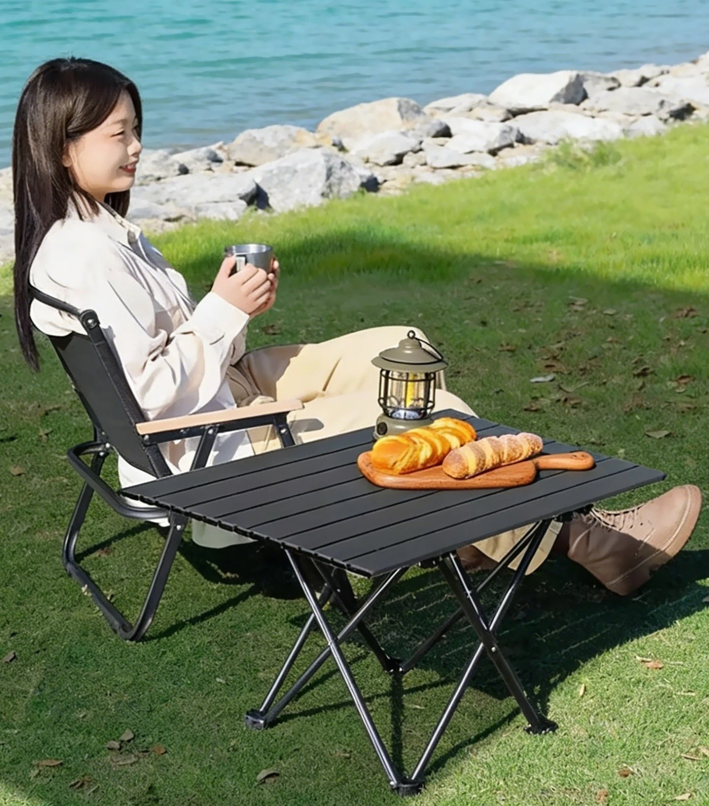 & Outdoor Lightweight Folding Table Camping Table Chairs New Type Household Portable Egg Roll Table Picnic Camping Full Set