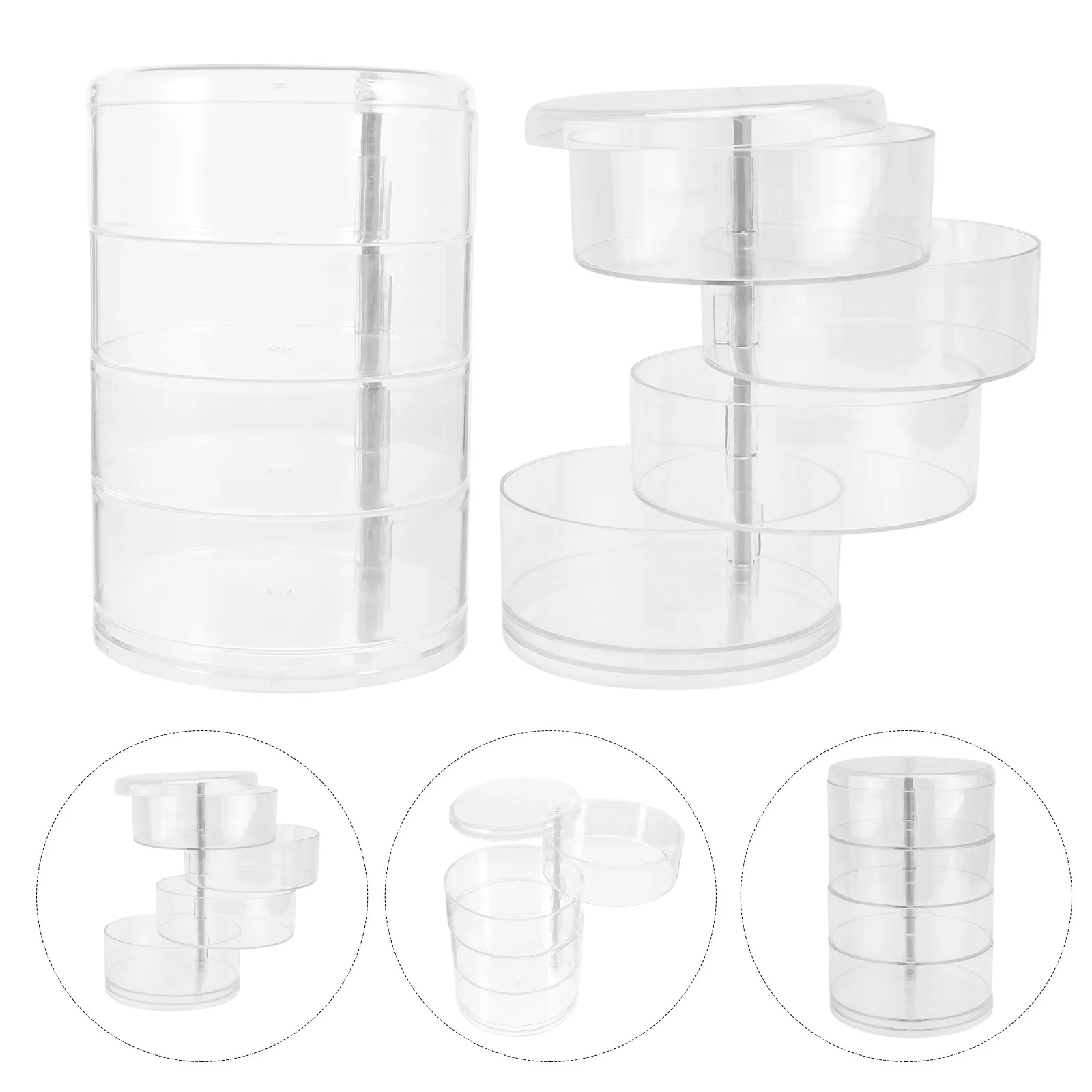 

Набор из 2 вращающихся пластиковых органайзеров для украшений, многослойный кейс для хранения кабелей и проводов, коробка для организации укладки наушников и штекеров