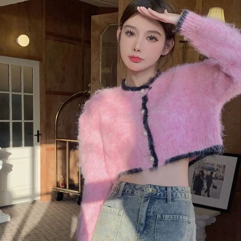 Mink Velvet Soft Waxy Wind Sweater in Autumn and Winter Wears A Short Cardigan Mao Mao Coat