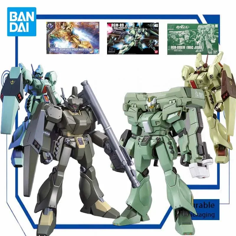 Bandai Original MODEL KIT GUNDAM HGUC 1/144 Anime Action Figure JEGAN  Assembly Model Toys Gifts For boys Collectible Model