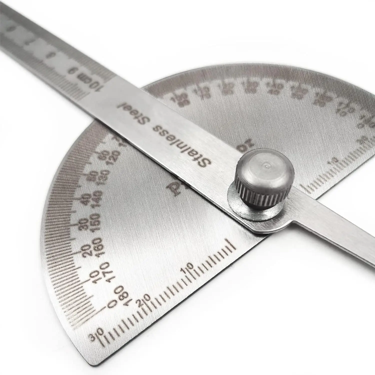 0-180 ° Round Head Protractor, Thickened Stainless Steel Angle Gauge for Measuring Large Woodworking Angle Gauges