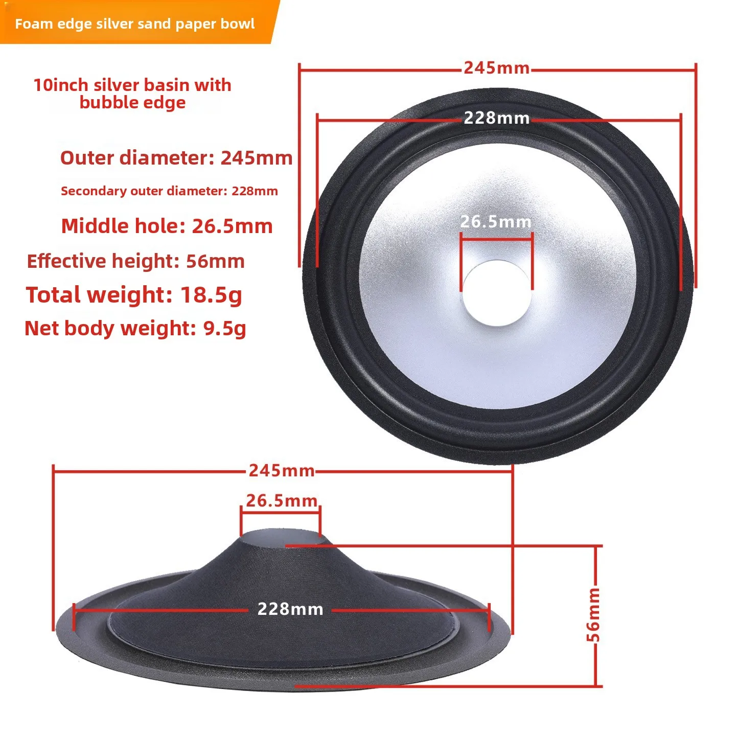 MW Audio 2PCS luidspreker papieren membraan 4"/5"/6.5"/8"/10", woofer reparatie membraan DIY onderdelen