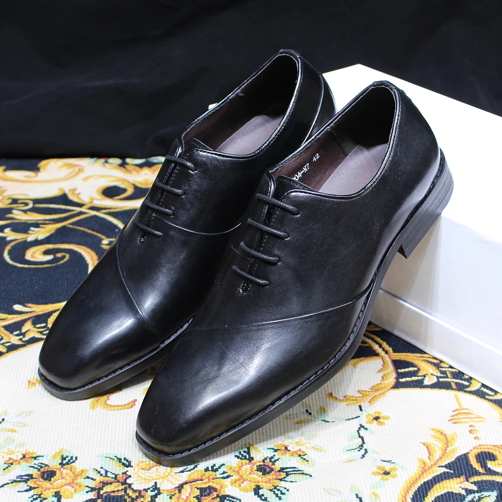 

Italian Style Men's Oxford Genuine Leather Handmade Dress Shoes for Men Classic Lace Up Wedding Office Business Formal Footwear