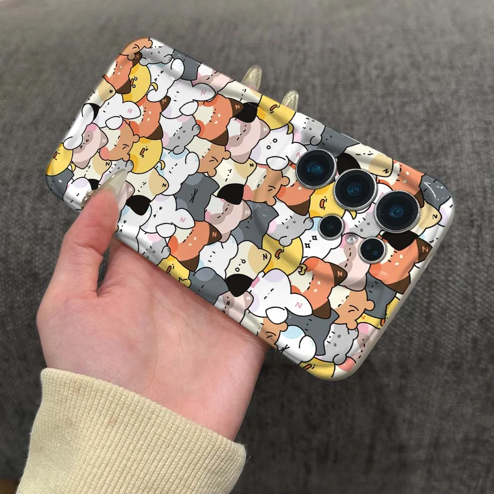 

Cartoon Cute Cat Dog Pattern For Samsung Galaxy S26 S25 S24 S23 S22 S21 S20 2022 Plus Ultra 5G Wave Oil White Soft Phone Case